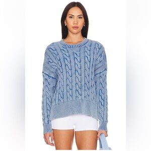 Revolve Beach Riot Callie Sweater Denim Daze Size Large 100% Cotton Fisherman